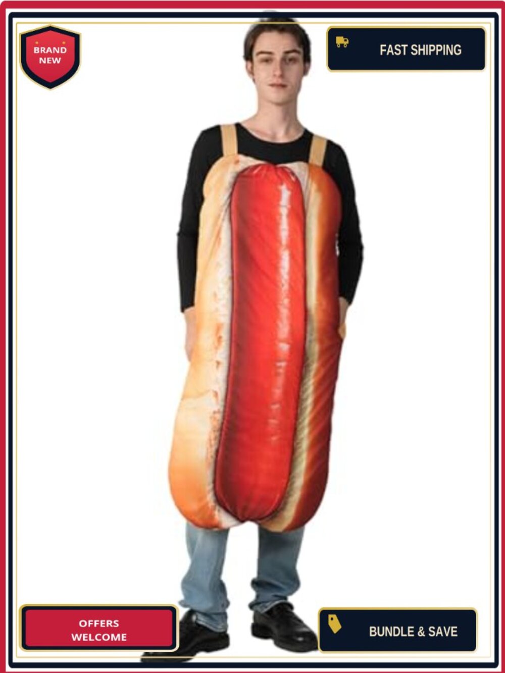 Hot Dog Costume Adult Funny Food Halloween Party Tunic